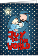 Joy to the World at Christmas Time with Cute Cartoon Nativity Scene card