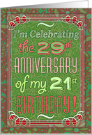 Birthday Party Invitation, 50th Birthday, humor, red, green daisies. card