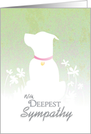 Dog Sympathy - Pit Bull Dog Silhouette with Flowers - Red Collar card