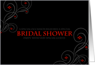 Bridal Shower Invitation- Vines and Flowers Black and Red card