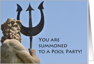 Pool Swimming Party Poseidon Statue card