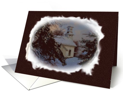 Winter Church Oval Blank Note card (704615)