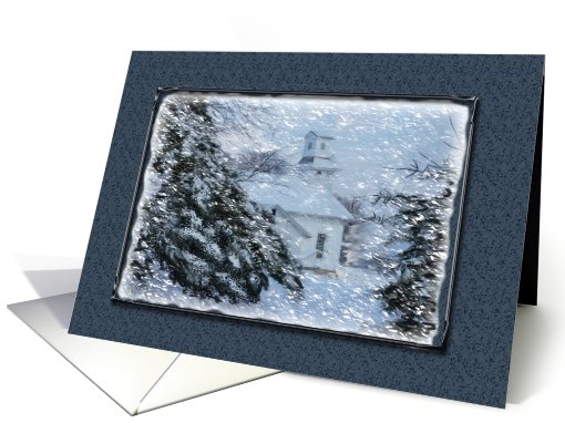 Winter Church Snow Storm Christmas card (704621)