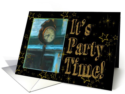 It's Party Time Outdoor Street Clock Party Invitation card (723258)