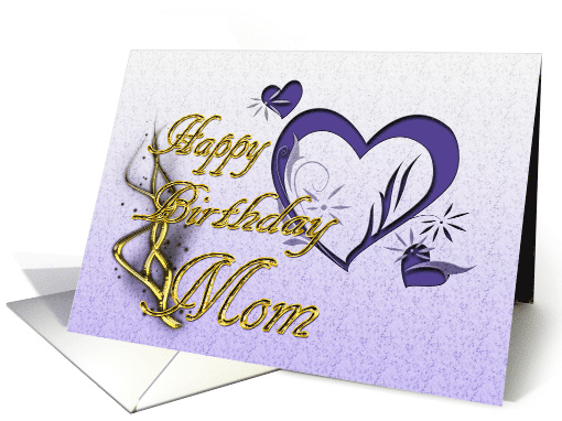 Happy Birthday Mom Purple Hearts card (821018)
