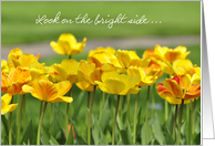 Look on the bright side, yellow tulips card