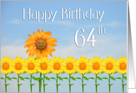 Happy 64th Birthday, Sunflowers and sky card