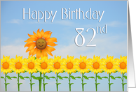 Happy 82nd Birthday, Sunflowers and sky card