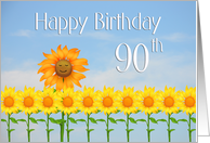 Happy 90th Birthday, Sunflowers and sky card