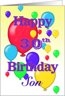 Happy 30th Birthday Son, Balloons card