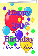 Happy 30th Birthday Son-in-Law, Balloons card