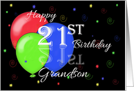 Happy 21st Birthday Grandson, Reflection, Balloons card