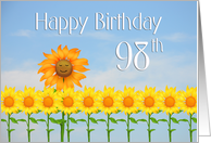 Happy 98th Birthday, Sunflowers and sky card