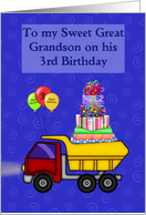 Great Grandson’s 3rd Birthday, Truck with headlights card