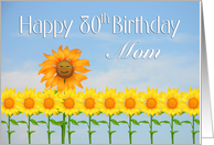 Mom Happy 80th Birthday, Sunflowers and sky card