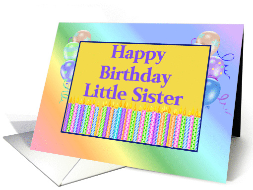 Little Sister Birthday, candles, balloons card (1282392)