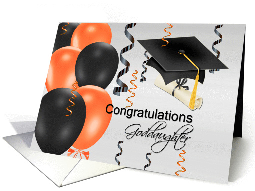 Congratulations Goddaughter, grad hat, balloons,... (1287634)