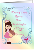 Great Granddaughter 7th Birthday, Princess card