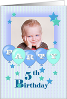 Photo 5th Birthday Boy Party Invitation card
