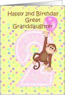 2nd Birthday Great Granddaughter, Monkey card