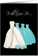 Will You Be My Bridesmaid Turquoise, Invitation Card