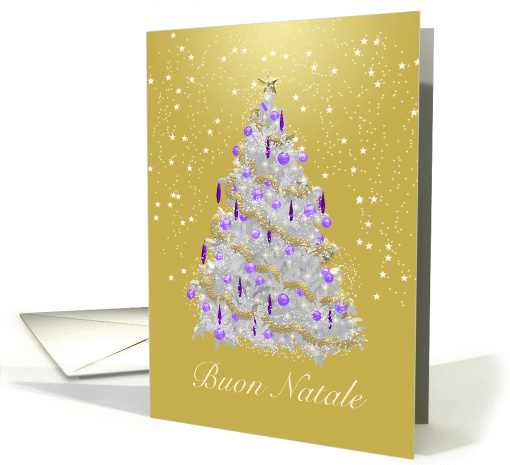 Italian Christmas Tree, Elegant Gold, Silver and Purple card (1346254)
