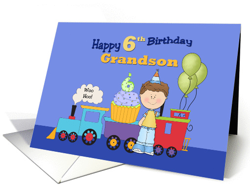 Grandson 6th Birthday, Train card (1348460)