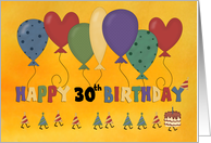 Happy 30th Birthday Balloons card