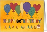 Happy 80th Birthday Balloons card