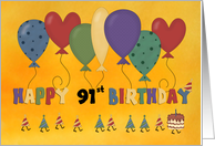 Happy 91st Birthday Balloons card