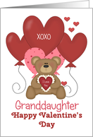 Granddaughter Bear and Balloons Valentine card