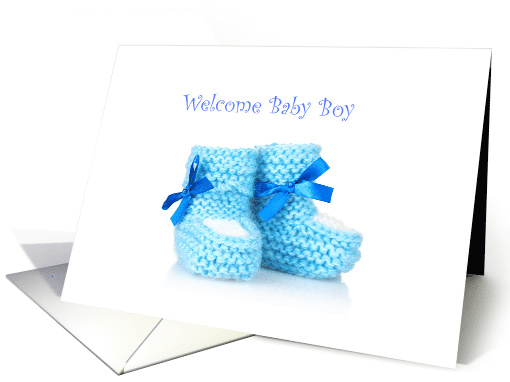 Welcome Baby Boy, Blue Crochet Booties card (1409376)