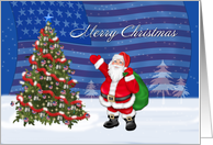 Military Merry Christmas, Flag, Tree, Santa, Dog Tags card