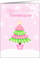 Happy 1st Christmas Granddaughter, Tree, snowflakes card