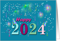 2024 New Year Fireworks and Streamers card