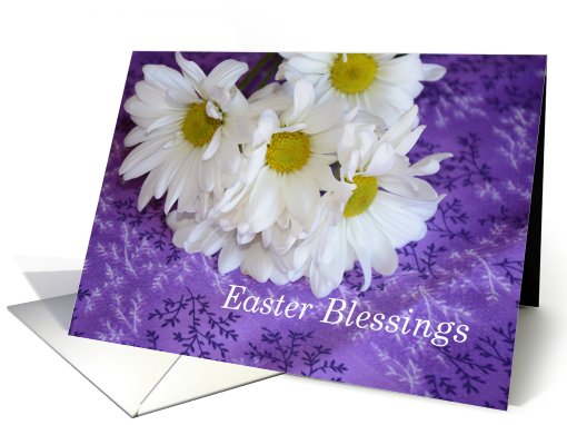 White Daisies with Purple, Easter Blessings card (791058)