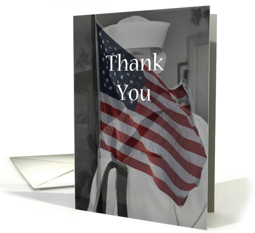 Thank you, Sailor background with American flag over card (840553)