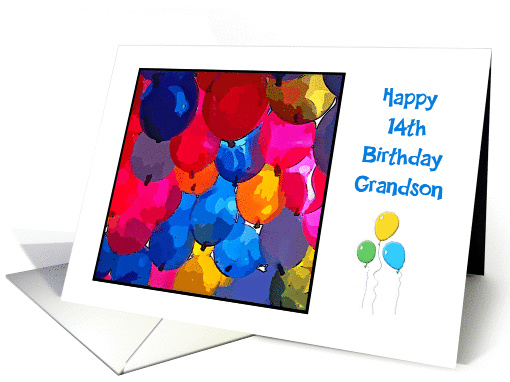 Happy 14th BirthdayGrandson, collection of balloons photo card