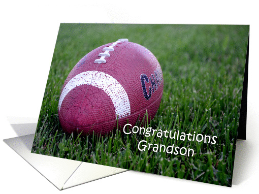 Congratulations Grandson, Football in the grass card (855843)