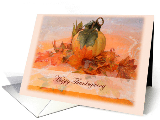 Happy Thanksgiving, pumpkin and leaves card (869236)