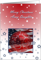 Merry Christmas Army Daughter, Flag and ornament card