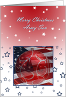 Merry Christmas Army Son, Flag and ornament card