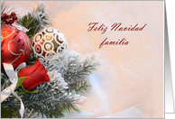 Feliz Navidad Familia, Christmas ornaments and rose card