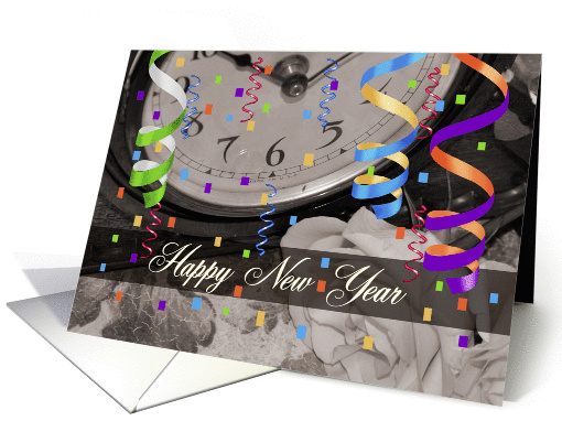 New Year's, Clock, confetti, streamers, clock card (885479)