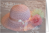 Happy Easter Hat Granddaughter, Easter hat, crochet, and flowers card