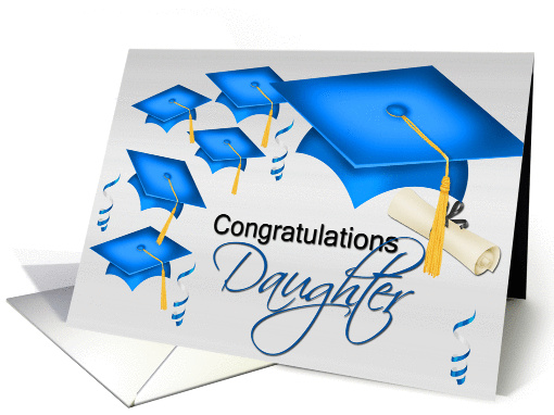 Congratulations Daughter, grad hats, streamers, degree card (923197)