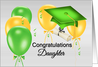 Granduation Congratulations for Daughter, Grad Cap, Balloons card