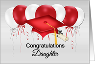 Graduation For Daughter With Graduation Cap, Balloons and Diploma card
