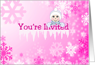 You’re Invited Winter ONEderland Birthday, Pink snowflakes card