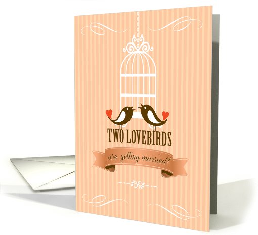 Lovebirds Peach Engagement Announcement card (1014871)
